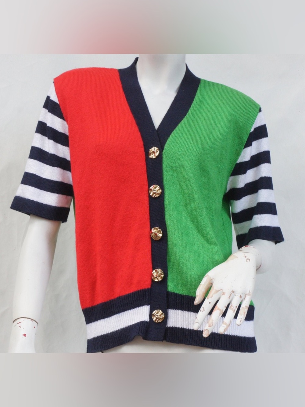 Plus Size 18 2X NWT Vintage Ami Knits Red and Green Cardigan Sweater